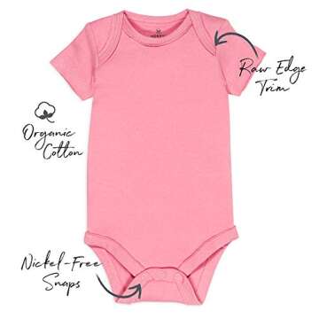 HonestBaby 10-Pack Short Sleeve Bodysuits One-Piece 100% Organic Cotton for Infant Baby Boys, Girls,...