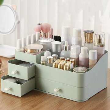 MIUOPUR Makeup Organizer for Vanity, Large Capacity Desk Organizer with Drawers for Cosmetics, Lipst...