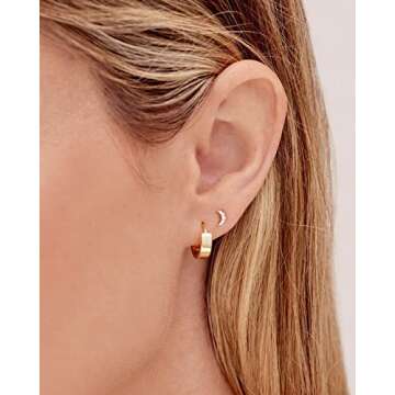 gorjana Women's Rose Huggies, 18k Gold Plated, Minimalist Flat Cuff Huggie Hoop Earrings