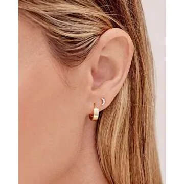 gorjana Women's Rose Huggies, 18k Gold Plated, Minimalist Flat Cuff Huggie Hoop Earrings