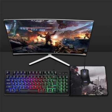 Cakce RGB 89 Keys Backlit Gaming Keyboard and Mouse bo,USB Wired Mechanical Feeling Gaming Keyboard and Gaming Mouse for for Desktop, puter, PC Game and Work,Black