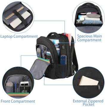 MATEIN Travel Backpack for Men, Expandable Laptop Backpack with USB Charging Port,Anti Theft Busines...