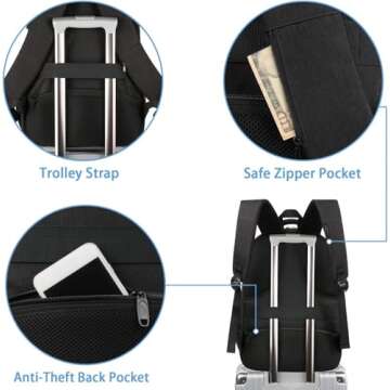 MATEIN Travel Backpack for Men, Expandable Laptop Backpack with USB Charging Port,Anti Theft Business Computer Bag Water Resistant College School Bookbag Gifts for Men Women Fit 15.6 Inch Laptop,Black