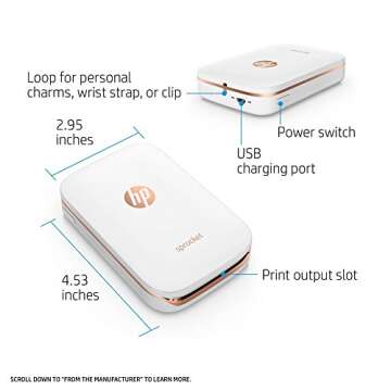 HP Sprocket Portable Photo Printer - Print 2x3 Sticky Photos from Your Smartphone (Renewed)