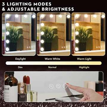 Fenair Hollywood Vanity Mirror with Lights Lighted Makeup Mirror with 14 Dimmable LED Bulbs,Adjustab...