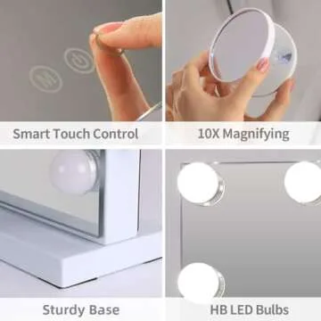 Fenair Hollywood Vanity Mirror with Lights Lighted Makeup Mirror with 14 Dimmable LED Bulbs,Adjustable Brightness,Touch Screen,Tabletop