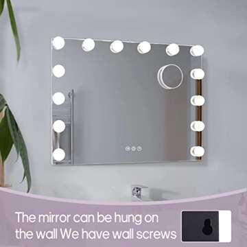 Fenair Hollywood Vanity Mirror with Lights Lighted Makeup Mirror with 14 Dimmable LED Bulbs,Adjustable Brightness,Touch Screen,Tabletop