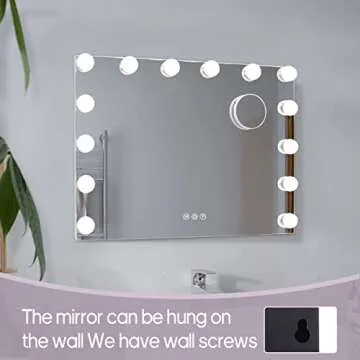 Fenair Hollywood Vanity Mirror with Lights Lighted Makeup Mirror with 14 Dimmable LED Bulbs,Adjustable Brightness,Touch Screen,Tabletop