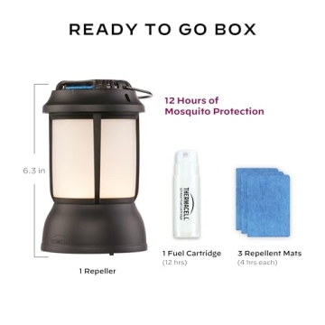 Thermacell Mosquito Repellent Patio Shield Lantern; Includes 12-Hour Refill; 15 Foot Zone of Protection; Highly Effective Mosquito Repellent for Patio; Bug Spray Alternative; Scent Free