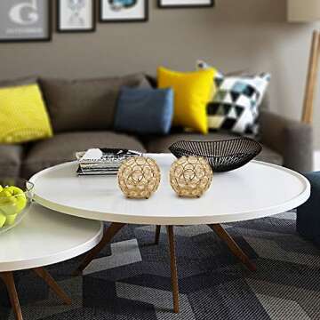 VINCIGANT Gold Crystal Votive Candle Holders for Table Tenterpiece,Small Bowl/Ball Tealight Candle Lantern for Thanksgiving Wedding Table Decoration,Easter Gifts (4pcs)