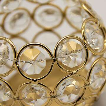 VINCIGANT Gold Crystal Votive Candle Holders for Table Tenterpiece,Small Bowl/Ball Tealight Candle Lantern for Thanksgiving Wedding Table Decoration,Easter Gifts (4pcs)