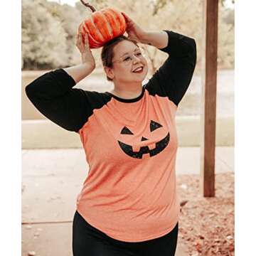 RITERA Plus Size Long Sleeve Pumpkin Printed Shirt for Women