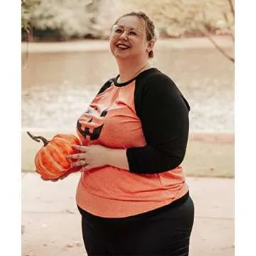 Plus Size Halloween Pumpkin Shirt for Women by RITERA