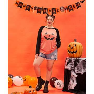 Plus Size Halloween Pumpkin Shirt for Women by RITERA