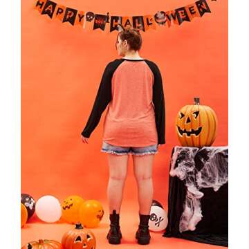 Plus Size Halloween Pumpkin Shirt for Women by RITERA