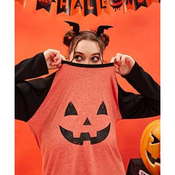 Plus Size Halloween Pumpkin Shirt for Women by RITERA