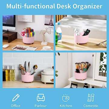 Marbrasse Desk Organizer, 360-Degree Rotating Pen Holder for Desk, Desk Organizers and Accessories w...