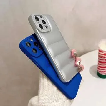 Oahomw Puffer Phone Case,The Luxury Down Jacket Touch Trendy Pink Puffer Case for iPhone 14 Pro,Pink