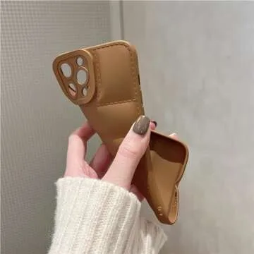 Oahomw Puffer Phone Case,The Luxury Down Jacket Touch Trendy Pink Puffer Case for iPhone 14 Pro,Pink