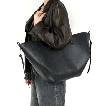 Vegan Leather Tote Handbag Large Capacity Top-handle Purse Shoulder Bags for Woman Trendy Tote Top H...