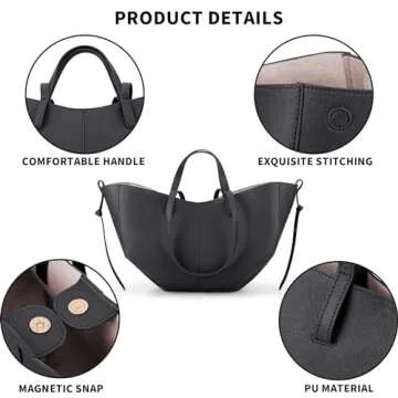 Vegan Leather Tote Handbag Large Capacity Top-handle Purse Shoulder Bags for Woman Trendy Tote Top Handle Satchel
