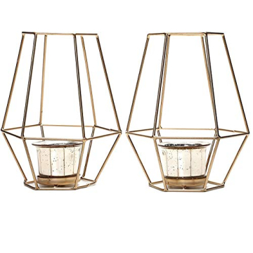 Elevate Your Decor with the Hosley Set of 2 Gold Glass Lanterns for Elegant Home Ambiance