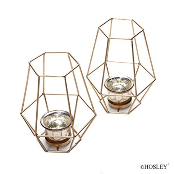 Stylish Gold Glass Lanterns - Set of 2 for Home Ambiance