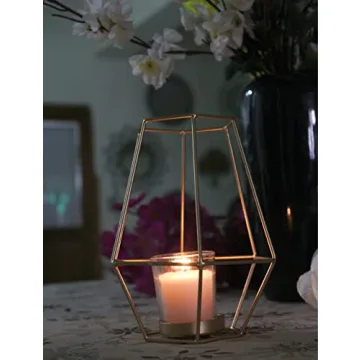 Stylish Gold Glass Lanterns - Set of 2 for Home Ambiance