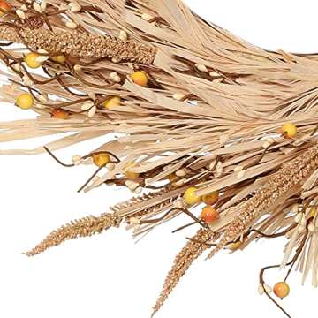 Leipal 20 Inch Autumn Wheat Wreath for Fall Decor