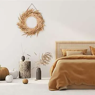 Leipal 20 Inch Autumn Wheat Wreath for Fall Decor