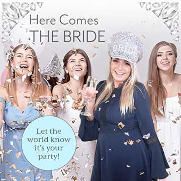 Your Perfect Day Bride Hat - Novelty Bridal Hat with Bling for Bachelorette Parties, Bride Tribes, Weddings and Receptions - One Size Fits All (Silver)