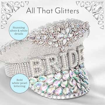 Your Perfect Day Bride Hat - Novelty Bridal Hat with Bling for Bachelorette Parties, Bride Tribes, Weddings and Receptions - One Size Fits All (Silver)