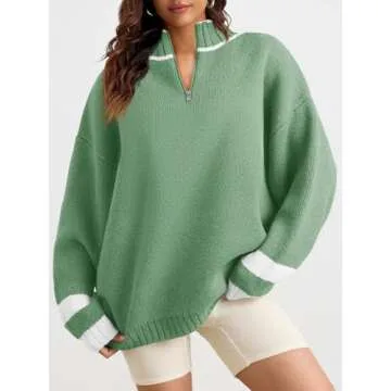 Saodimallsu Women’s Oversized Quarter Zip Sweater - Cozy Fall Fashion in Various Colors