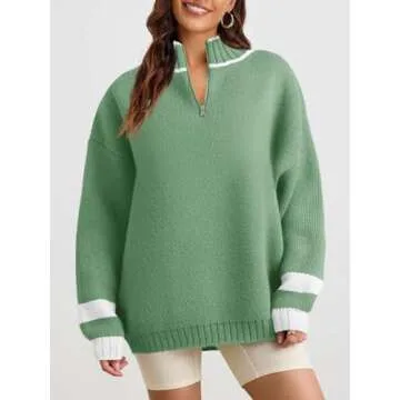 Oversized Quarter Zip Sweater for Women Fall Fashion
