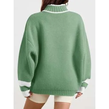 Oversized Quarter Zip Sweater for Women Fall Fashion