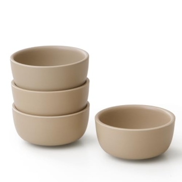 WENSHUO Classic Round Cereal Bowl Set of 4 – Elegant Ceramic Breakfast Bowls for Oatmeal, Rice, De...