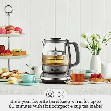 Breville BTM700SHY1BUS1 Compact electric countertop tea maker, Smoked Hickory