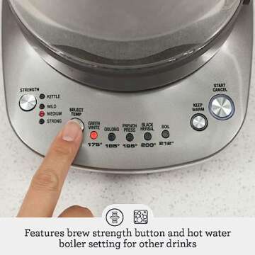 Breville BTM700SHY1BUS1 Compact electric countertop tea maker, Smoked Hickory