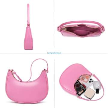 Barabum Retro Classic Clutch Shoulder Tote HandBag with Zipper Closure for Women (6-Pink)