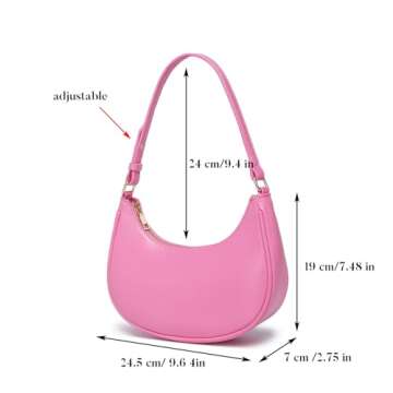 Barabum Retro Classic Clutch Shoulder Tote HandBag with Zipper Closure for Women (6-Pink)