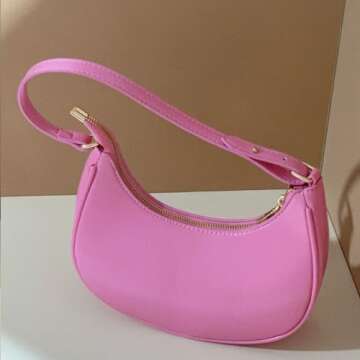 Barabum Retro Classic Clutch Shoulder Tote HandBag with Zipper Closure for Women (6-Pink)