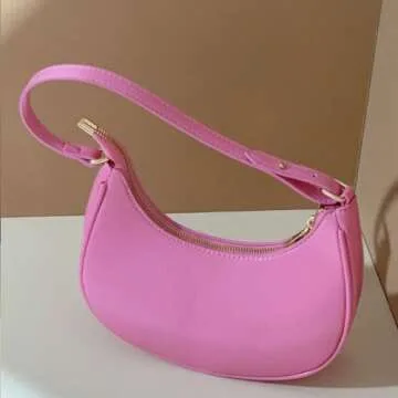 Barabum Retro Classic Clutch Shoulder Tote HandBag with Zipper Closure for Women (6-Pink)