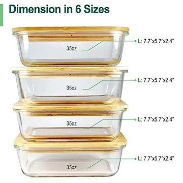 Urban Green Glass Containers with Bamboo Lids - 4 Pack