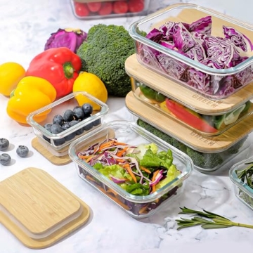 Urban Green Glass Containers with Bamboo Lids - 4 Pack