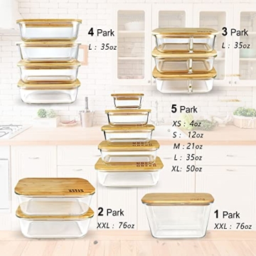 Urban Green Glass Containers with Bamboo Lids - 4 Pack