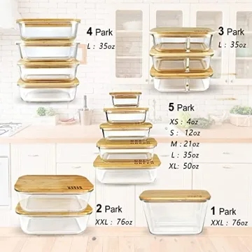 Urban Green Glass Containers with Bamboo Lids - 4 Pack