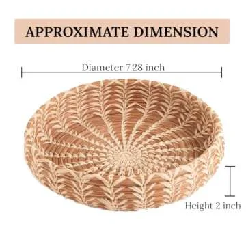 Small Key Bowl for Entryway Table Wicker Decorative Bowls Keys Holder Basket Handmade Woven Display Wall Baskets Rattan Fruit Candy Wallet Storage Organizing Kitchen Countertop (Sedge Fibers)