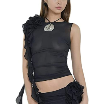 Trendy 3D Floral Tassels Tank Top for Women 2023