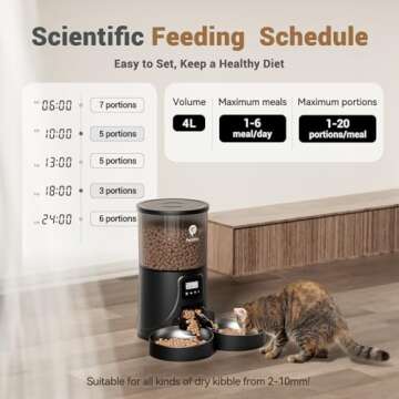 PETULTRA Automatic Cat Feeder 2 Cats: Dual Auto Timed Feeder | 16 Cups/4L for Cat & Small Dog Food D...