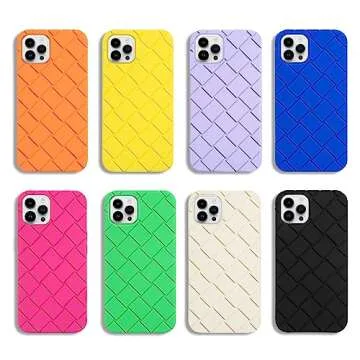 bicol for iPhone 13 Pro Max Case with Cute Grid Lattice Design - Glass Screen Protector - Slim Fit Soft Shockproof Protective Phone Cover for Women Girls 6.7 inch - Green